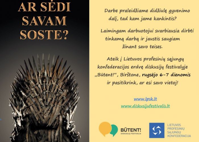 Diskusijų festivalyje „Būtent!“ kviečiame į LPSK palapinę