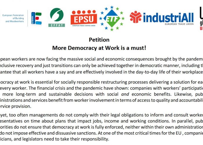 Tarptautinė peticija „Demokratija darbe yra būtinybė!”